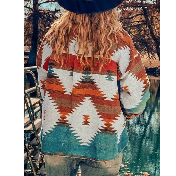SOLD OUT Plus Size Aztec Tribal Yellowstone Shirt Jacket Shacket - Picture 9 of 11